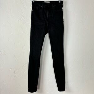 Everlane Jeans Denim The High Rise Skinny Solid Black Dark‎ Wash Cotton Stretch